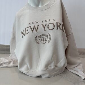 Abercrombie & Fitch Cream New York Crewneck Sweater